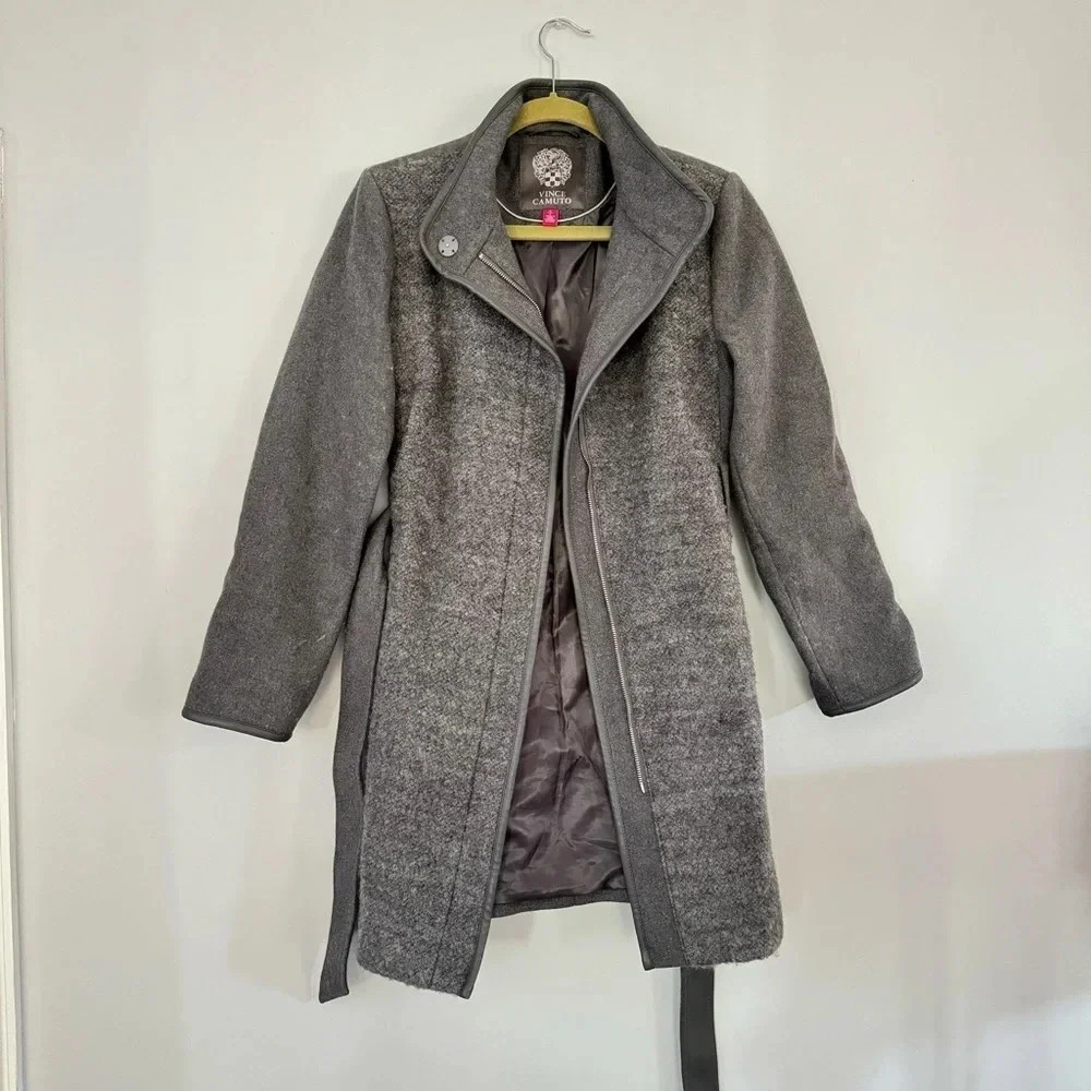 Vince Camuto Grey Two-Toned Long Coat | Size Small - 2 - Picture 7 of 11